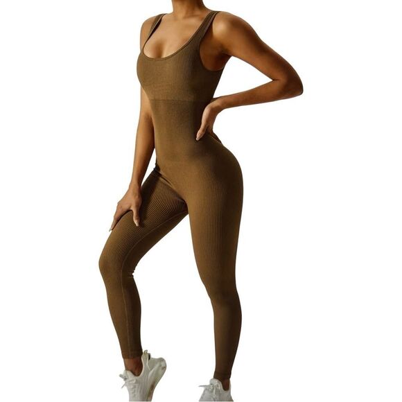 Seamless One Piece Hip Lift Crewneck Jumpsuit. - Picture 3 of 8